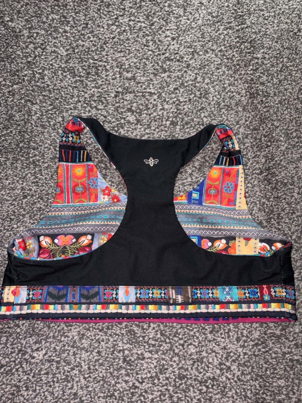 Johnny Was Bee Active Racerback Sports Bra Beatrice Patchwork Reversible NO Tag - Picture 6 of 9